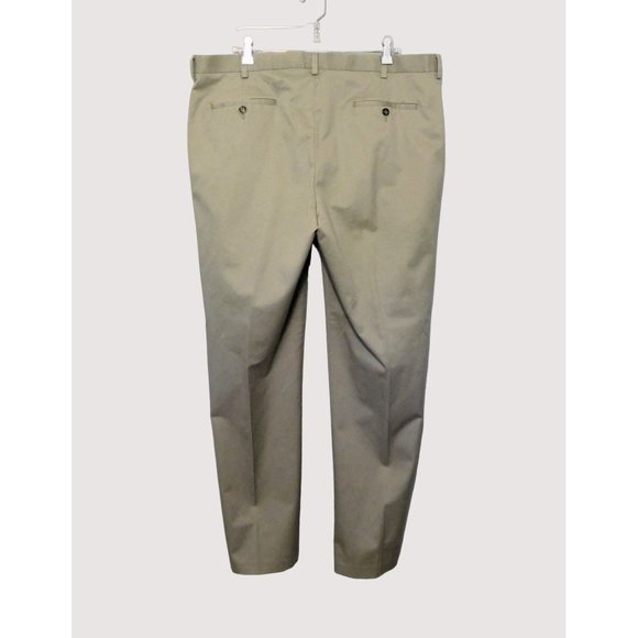 Roundtree & Yorke Chino Pants 41x32 Khaki Tan Flat Front Cotton Spandex - Picture 3 of 7